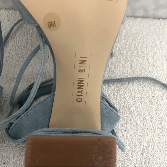 Gianni Bini Womens Keelin Light Blue Suede Block Lace Up Heel Sandals Size 9M - Picture 6 of 7